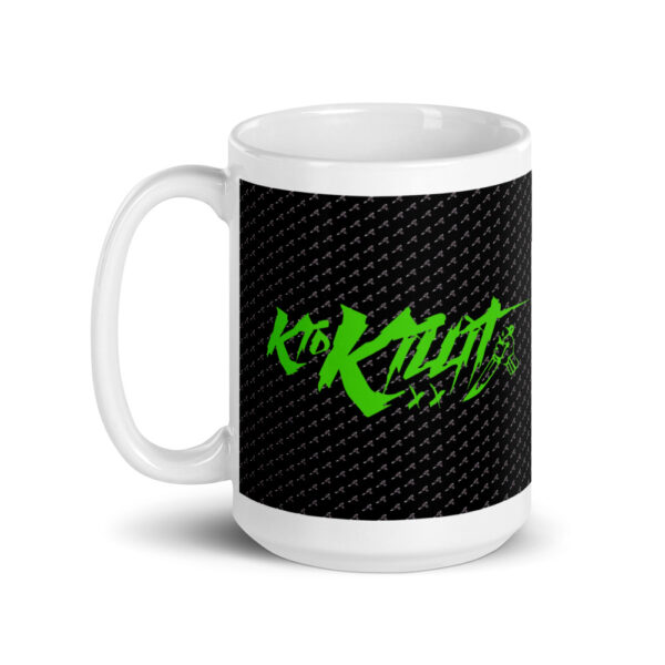 Kid Killit Green with Knifes - White Glossy Mug - Image 2